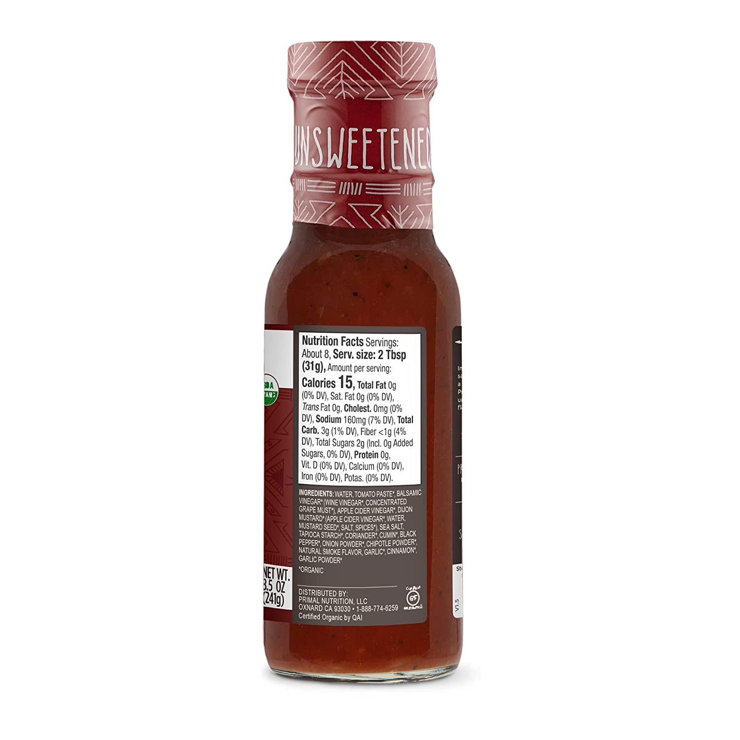 Primal Kitchen BBQ Sauce, Classic, Unsweetened, Organic: Calories,  Nutrition Analysis & More